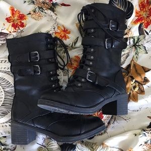 Faux Leather Motorcycle Boots